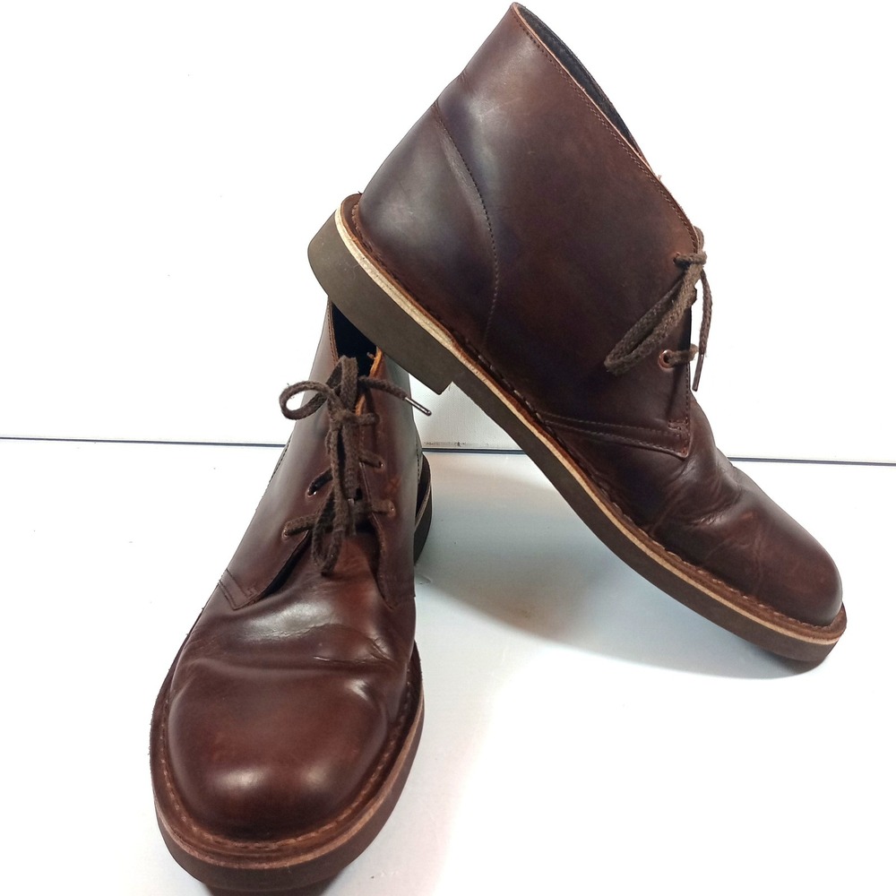 Clarks Mens Desert Boots 10.5 M Beeswax Brown Leather Chukka Shoes 15522 Ankle